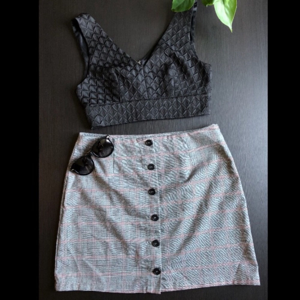 Plaid Button Up 90s Skirt
